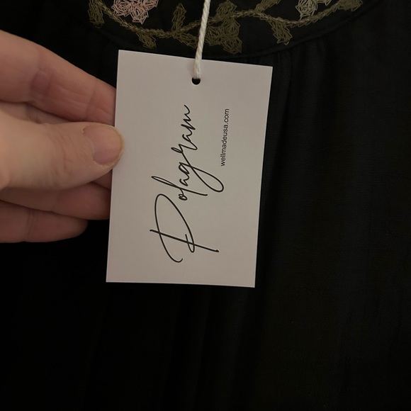 Polagram Black Maxi Dress with Floral Trim - Picture 5 of 5